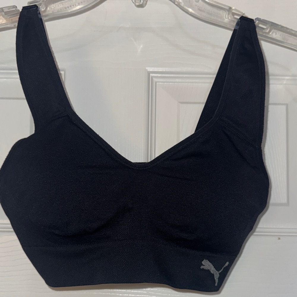 Puma Women's Black Sports Bra (v neck design)